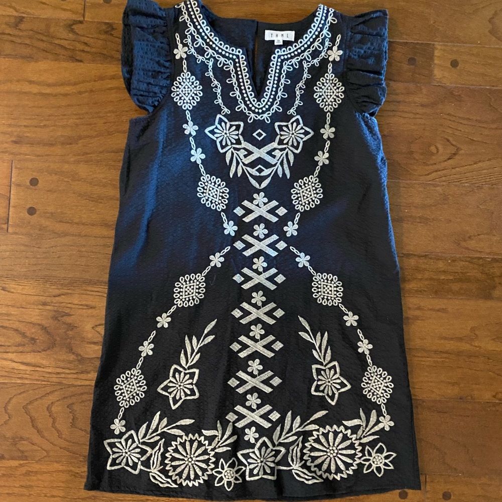 THML Gray Dress with White Embroidery